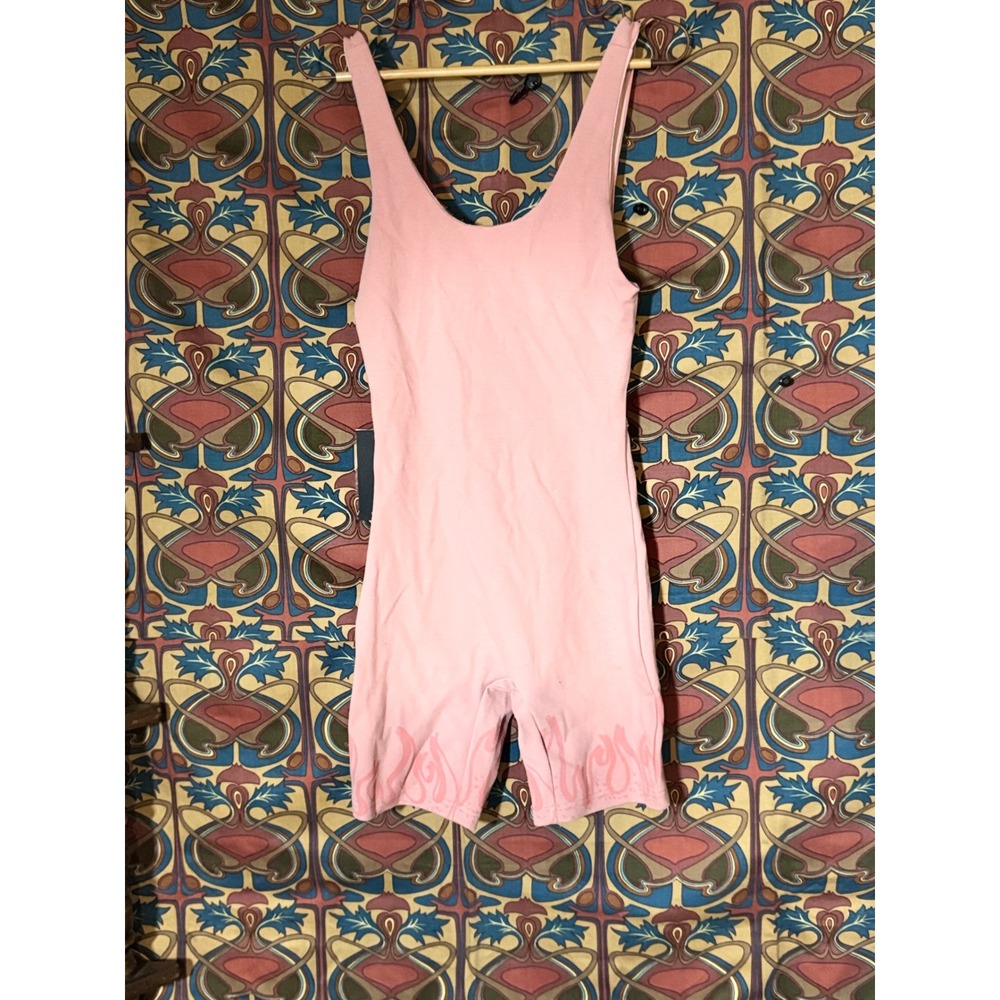 Civil  Pink Bodysuit Skull Winged Flames Rave Dance Costume